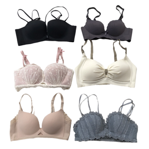 Soutien-gorge push-up en dentelle tissée pour femme grande taille, culotte, string, sous-vêtements avec strass, sans couture, style quotidien, design ajouré - Product Image 1