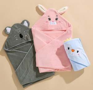 Multicolor Eco-Friendly Velvet Ponchos Soft <b>Hooded</b> Bath <b>Towels</b> for Kids Newborns Winter Cartoon Pattern Square for Bedroom Hotel - Product Image 1