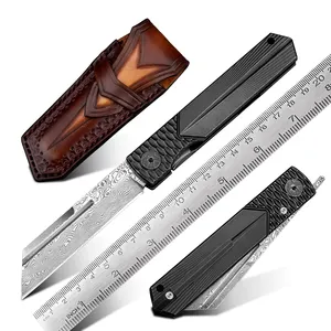 Higonokami-cuchillo de bolsillo plegable, Damasco hecho a mano, con Clip