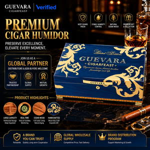 Premium Luxus Lackierter Quadratischer Zigarren-Humidor aus Massivholz mit Perlmutt-Einlage, Spanischer Zedernholz-Auskleidung, Doppel-Humidifier, Zigarrenreifung - Product Image 1