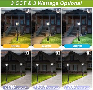 LED Lantern <b>Post</b> Top <b>Light</b> 80W/100W/120W Adjustable 3CCT Tunable 100-277V Outdoor Commercial Pole <b>Light</b> Fixture - Product Image 3