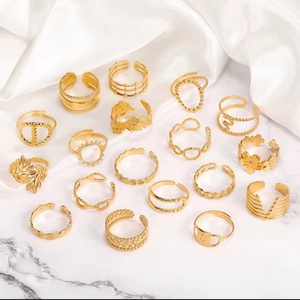 Nouvelle Tendance Vente en Gros Bijoux Fantaisie Anneaux pour Femmes en Acier Inoxydable Plaqué Or 18K Creux et Ajustables - Product Image 1