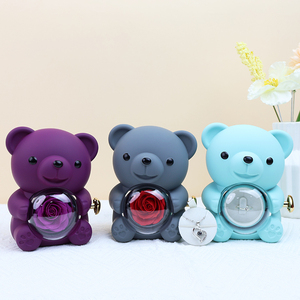 Caja de Regalo de Flores Preservadas con Rosas para el Día de San Valentín, con Osito de Peluche Giratorio y Joyero Acrílico (Versión Patentada) - Product Image 3