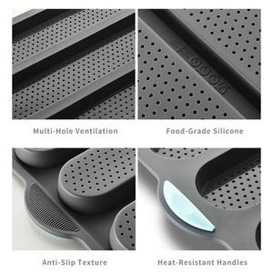 3 lỗ Baguette Baking Pan pháp bánh mì Pan cấp thực phẩm Silicone chịu nhiệt không trượt dễ dàng làm sạch linh hoạt bền BPA miễn phí - Product Image 5
