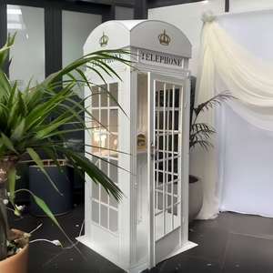 Weiße Telefonzelle als Hochzeits-Hintergrund mit LED-Audio-Gästebuch Londoner Hochzeits-Telefonzelle für Hochzeitsveranstaltungen - Product Image 3