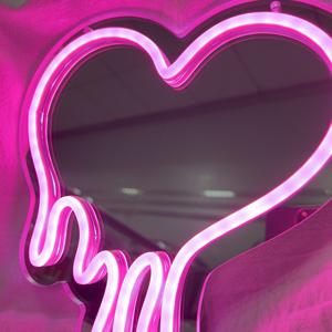 Enseigne néon coeur Melt Heart <span class=keywords><strong>Neon</strong></span> Mirror Signs pour décoration murale, chambre à coucher, chambre d'adolescents enfants filles, LED Pink Heart <span class=keywords><strong>Neon</strong></span> Lights for Part - Product Image 4