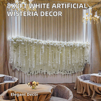 Rideau de fleurs artificielles de glycine blanches pour toile de fond de plafond de mariage et décoration en drapé de tissu