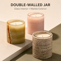 Bougie parfumée personnalisée en pot de marbre, récipient en pierre réutilisable avec insert en verre, parfum d'intérieur sûr et non toxique, marque privée OEM ODM