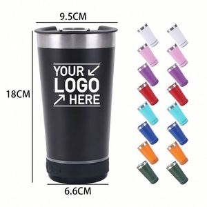 Vaso de Cerveza con Altavoz Integrado, de Acero Inoxidable de Doble Pared y 16 oz, con Logotipo Personalizado, para Viajes, Campamentos y Música - Product Image 4