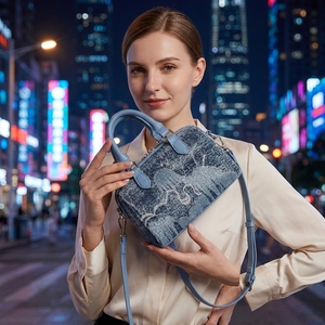 3197 Sacs à main <span class=keywords><strong>en</strong></span> denim de qualité supérieure, brodés motif montagne et arbre, style professionnel élégant et luxueux pour femmes - Product Image 1