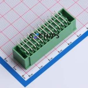 DB2ERHBM-3.5-2*12P-GN Plug-in Terminal Block Bent Lead Through Hole,P=3.5mm Board-to-Board / Socket - Closed Screw Fixing 2x12P - Product Image 2