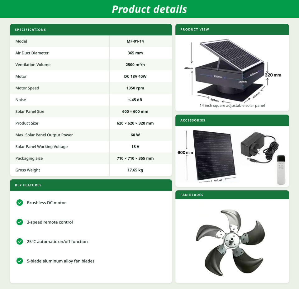 High Efficiency Air Conditioning Attic DC Roof Ventilation Exhaust Fan ...