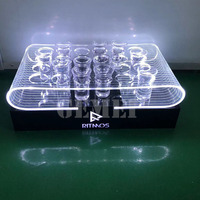Présentoir Lumineux en Acrylique pour 12/24 Verres, Plateau de Service Rechargeable à LED pour Verres à Shot VIP, Support de Présentation pour Service de Cocktails