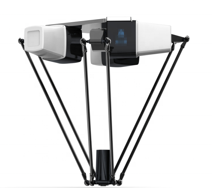 Automatic moving products cooperate working with packing line parallel robot arm