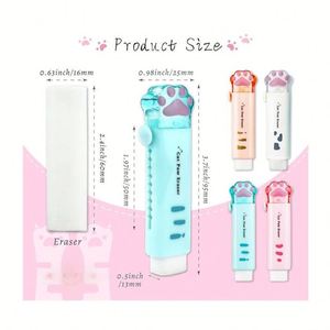 Gomme rétractable en forme de patte de chat mignonne, pour le bureau et les étudiants, avec gommes rechargeables - Product Image 3
