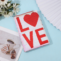 Carnet à sequins réversible double face format A5, reliure à feuilles mobiles, couverture brillante avec sequins écailleux par sublimation