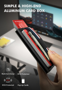 Porte-cartes en aluminium haute capacité avec blocage RFID, portefeuille fin avec sangle élastique, étui pour cartes de crédit pour les voyages d'affaires - Product Image 6