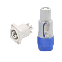 Nouveau connecteur d'alimentation de haute qualité en plastique bleu avec écran LED, prise à 3 pôles, câble spiralé verrouillable, connecteur d'aviation