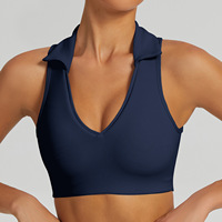 Nouveau design soutien-gorge de sport grande taille à maintien élevé, dos ajouré, col en V, col rabattu, Spandex/Nylon, pour femme, course, fitness, yoga