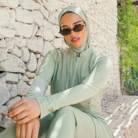 Ensemble de burkinis modestes personnalisés avec logo, 3 pièces, en tissu professionnel à séchage rapide, avec superposition enveloppante, échantillonnage rapide, fabricant d'étiquettes