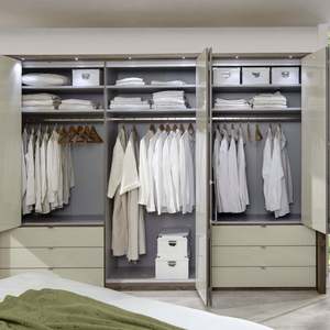 Italian Modern Design Bedroom Built-in <b>Wardrobe</b> with <b>Foldable</b> Hinged Door High Gloss Finish Villa Furniture - Product Image 2