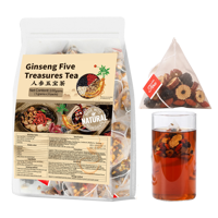 Thé aux cinq trésors au ginseng 5g*20 sachets de thé, Maca, Baies de Goji, Mûre, Dattes rouges, Thé aux herbes
