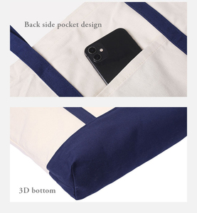 Tùy chỉnh Tote túi dây kéo hàng đầu đóng cửa, cần thiết hàng ngày tái sử dụng tùy chỉnh in Logo Canvas Tote Túi - Product Image 5