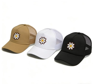 Gorra Trucker de Malla Bordada con Margaritas para Mujer, Gorra de Béisbol Transpirable, Protección Solar de Verano - Product Image 5