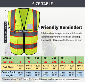 Gilet de sécurité réfléchissant avec poches et fermeture éclair, haute visibilité, vêtements de travail ANSI classe 2, vêtements jaunes haute visibilité avec fond noir - Product Image 2
