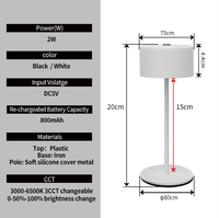 Lampe de table moderne DC 5v LED avec corps en ABS et abat-jour en métal lumière de salle de lecture à la mode à piles CCT 3 couleurs