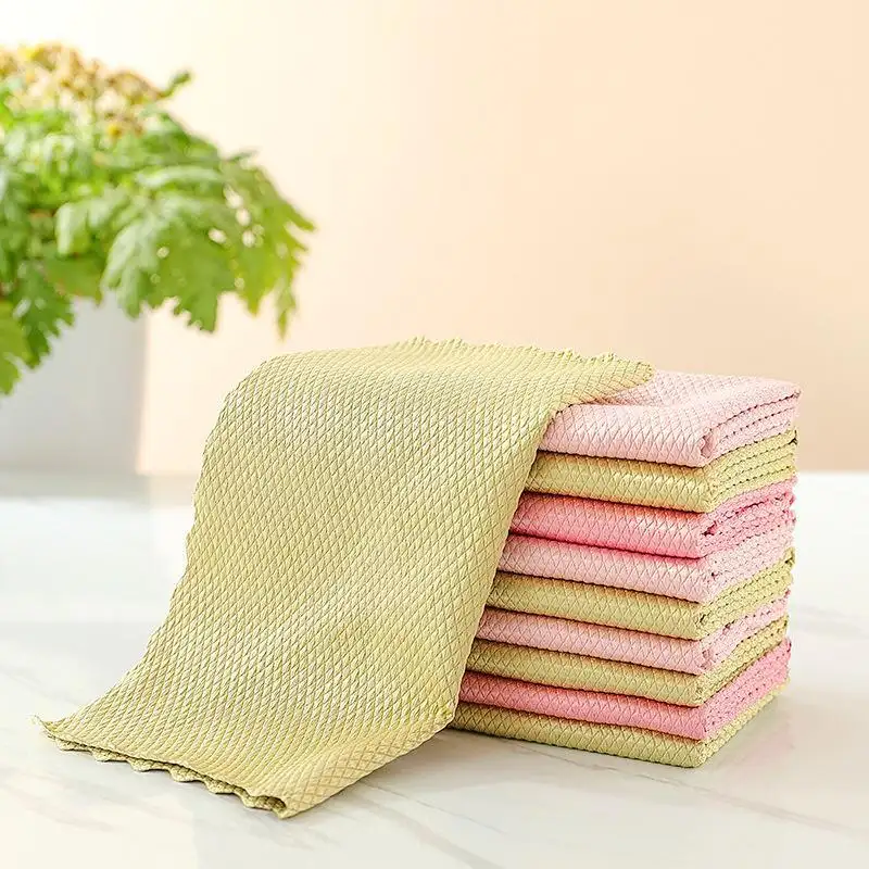 Fish scale cloth for glass cleaning is not easy to leave marks household cleaning cloth kitchen to remove oil stains absorbent t