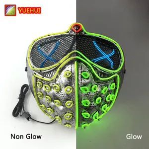 Genial Máscara Ciberpunk Luminosa LED <span class=keywords><strong>de</strong></span> Calavera para Halloween, Cosplay y Accesorios <span class=keywords><strong>de</strong></span> Disfraces para Fiestas, Máscara que Brilla en <span class=keywords><strong>la</strong></span> Oscuridad - Product Image 3