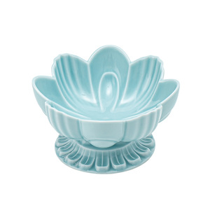 Assiette à fruits en céramique en forme de lotus, petit plat en porcelaine pour offrande bouddhiste, usage décoratif à la maison - Product Image 5