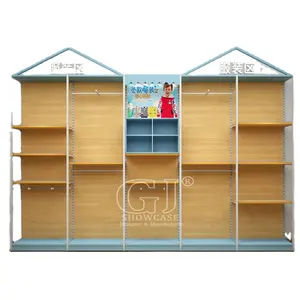 Free Standing Display Racks Baby Toys Store Shelves Wooden Retail Rack Kids Shop Decoration Customized Furniture