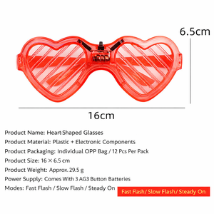 Lunettes à volets LED en gros, lunettes <span class=keywords><strong>de</strong></span> soleil lumineuses en forme <span class=keywords><strong>de</strong></span> cœur, montures colorées à fentes, cadeaux <span class=keywords><strong>de</strong></span> fête en vrac, fournitures pour enfants, bars, discothèques - Product Image 3