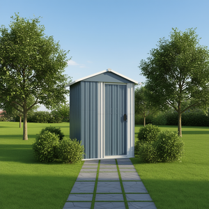 Caseta de Jardín para Almacenamiento, 49.6 x 38.4 x 69.7 Pulgadas, Acero Galvanizado Gris, Diseño Moderno, Uso en Exteriores - Product Image 2