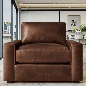 Moderne Luxus Wohnzimmer möbel High End Elegante hand gefertigte Leder Einzels ofa Stuhl - Product Image 1