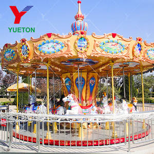 Equipo eléctrico Zhengzhou Yueton, atracciones, carrusel montado en remolque <span class=keywords><strong>de</strong></span> caballo redondo Merry Go - Product Image 2