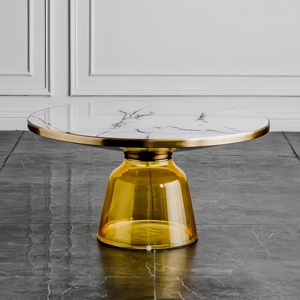 Best Verkopende Multifunctionele Woonkamer Meubels Kleurrijke Ronde Sofa Bijzettafel Met Glazen Onderpoot Salontafel Functies - Product Image 6