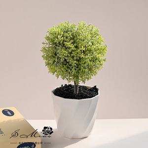 Realistic Flocked Plastic Grass Ball Miniature Bonsai Jinhua Home Decor Ornament Simulated <strong>Potted</strong> Plant - Product Image 4