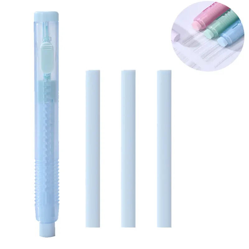 Custom TPE New Design Retractable Pen-Style Eraser School Supplies Replaceable Expandable Circular Erasers Sets