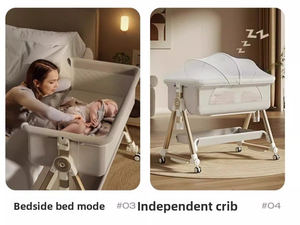 Cuna Portátil Multifuncional para Bebé - Cuna Plegable para Recién Nacido, Convertible en Cama Grande con Marco de Metal para el Hogar y el Hospital - Product Image 2