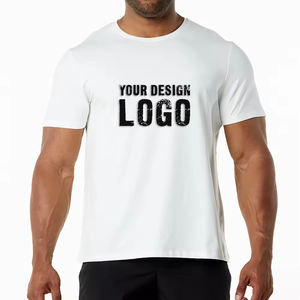 T-shirt de sport pour homme en polyester 100% coupe ajustée décontractée d'été Ourlet incurvé Col rond Musculation T-shirt pour homme - Product Image 3