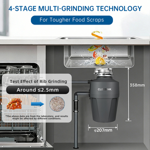 Broyeur de déchets alimentaires pour appareils électroménagers de cuisine avec technologie silencieuse 0,75 en acier inoxydable, mini broyeur de déchets - Product Image 2
