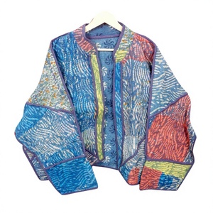 Veste Kantha en coton 400g respirante, écologique, à séchage rapide, imprimée, col mandarin, manches longues, pour femme, collection automne - Product Image 1