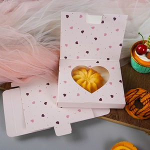 Sunshine <b>White</b> Biodegradable Paper Luxury Custom Baking Cookie <b>Boxes</b> With Clear Window Lid for Food - Product Image 3