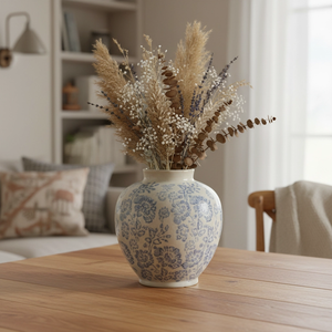 <span class=keywords><strong>Vaso</strong></span> in Ceramica Blu e Bianco Stile Japandi Moderno, Porcellana Cotta ad Alta Temperatura 1300°C, <span class=keywords><strong>Vaso</strong></span> <span class=keywords><strong>da</strong></span> Tavolo per Centrotavola in Stile Rustico - Product Image 3