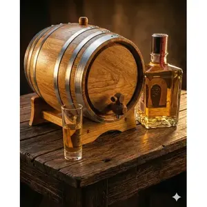 Barril de Madera Marrón de 5 Litros The Barrel House con Aros Galvanizados, Barril de Cerveza para Envasado de Alimentos y Bebidas - Product Image 4