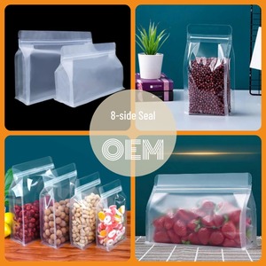 Sacs refermables personnalisés mats transparents à huit soudures latérales, imprimés sur mesure pour l'emballage de produits de boulangerie, de snacks, de bonbons et de noix - Product Image 2
