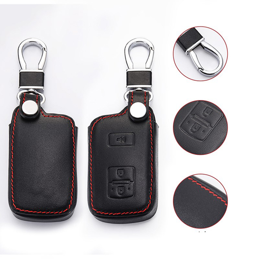 Toyota Smart Key Case, Key Fob Cover for Camry, Tacoma, Crown | Leather Zinc Alloy Protection